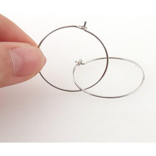 50pcs hoop earrings blanks 1" silver earrings Handmade earrings, jewelry, circular thread earrings, handicrafts