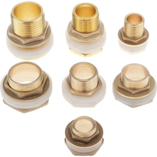 Brass Water Tank Connector Bulkhead Fitting with Rubber Ring Water Pipe Connector M1/2'' M3/4'' M1'' DN15 24mm
