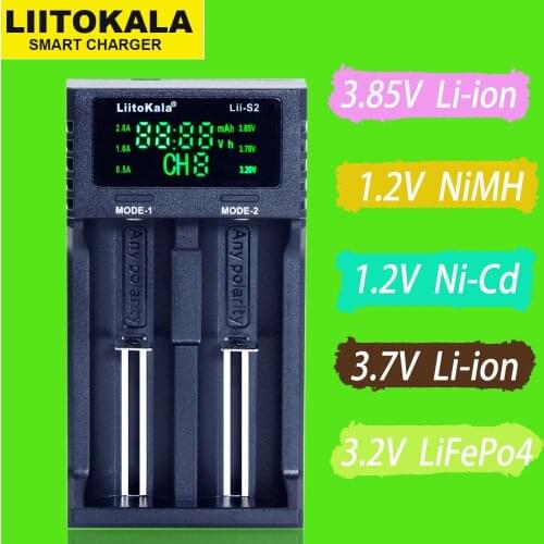 Liitokala Lii-S2 LCD 3.7 V 18650 18350 18500 16340 21700 20700 14500 26650 1.2 V 3.7V 4.2V AA AAA NiMH lithium Battery charger