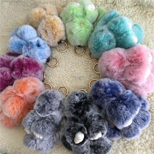 Magicfur - 1pcs 15cm 6" Frost Real Rex Rabbit Fur Cute Bunny Toy Keychain Bag Bug Charm Keyring pendan Accessories