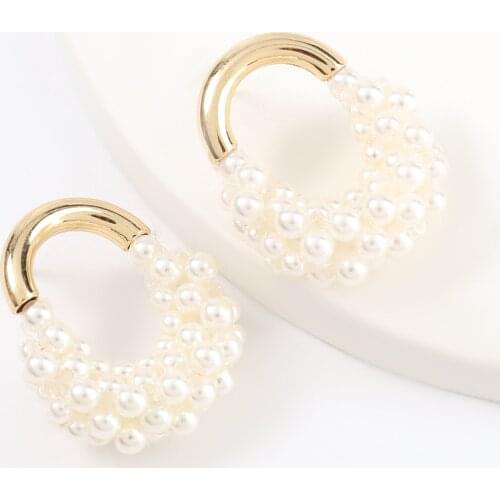 Fashion Metal Imitation Pearl Earrings Womens Creative Popular Dangle Earrings Party Jewelry Accessories