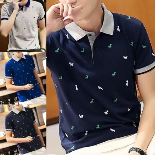 Man Brand Polo Shirt Mens Summer Casual Cotton Polo Shirt Deer Embroidery Men Short Sleeve Polo Large Size Men Fashion Men Top