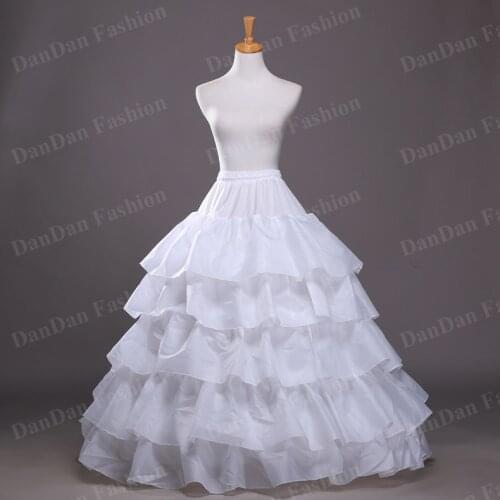 Cheap Long 4 Hoops Petticoat Underskirt For Ball Gown Wedding Dress Mariage Underwear Crinoline Wedding Accessories