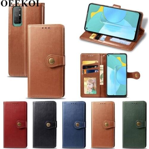 OEEKOI Pure Color PU Leather Wallet Flip Cover Case for Huawei Honor 30 Pro 30S 30