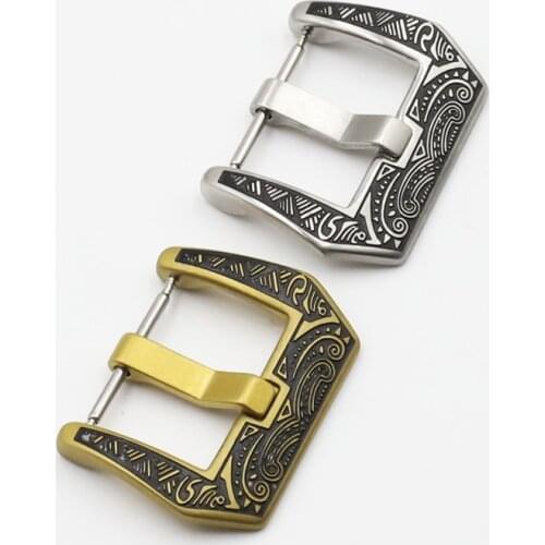 Onthelevel Quality 316L Stainless Steel Watch Band Buckle Silver Bronze Strap Clasp Carved 18 20 22 24mm Watch Accessories #C