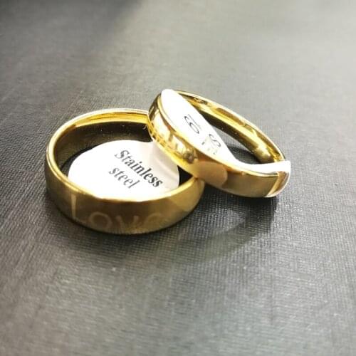 Fashion Couple Rings With Love Heart Design Gold Color Stainless Steel Lover Rings 36pcs/lot