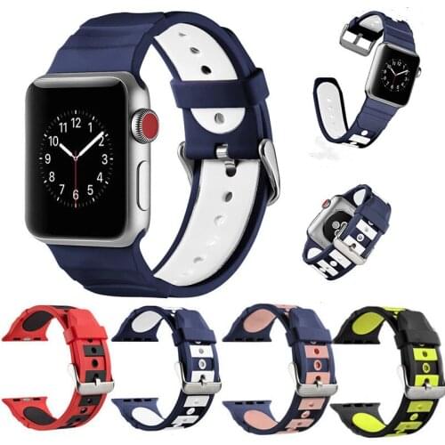 Strap For Apple Watch band for iWatch Series 6 3 4 5 38 40 42 44 mm silicone replacement Bracelet soft waterproof and adjustable