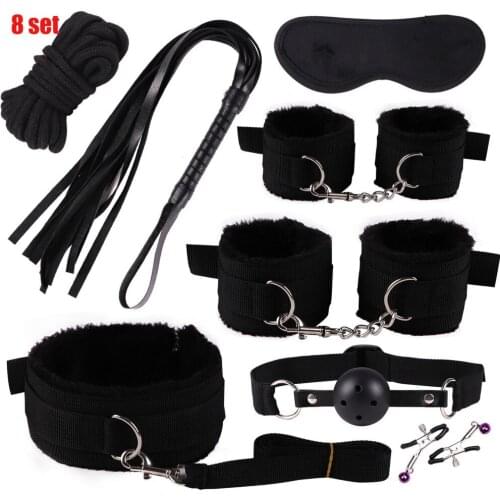 Adult Sex Toy for Couples Exotic Accessories Nylon Sex Bondage Set Sexy Lingerie Handcuffs Whip Rope Anal Vibrator
