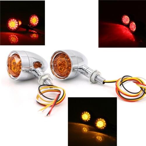 4 Wires Motorcycle Retro Bullet Turn Signals Indicator Red/Amber Signal Light For Harley Kawasaki Honda Suzuki Yamaha 10mm