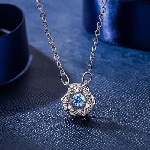 Cute Flower Of Life Bud Hollow Crystal Pendant Charms Necklace Beating Heart Clavicle Chain Necklaces For Woman Neck Chains