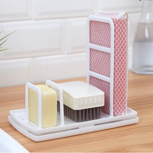 Home Sink Drain Rack Storage Accessories Dish Drying Rack Sponge Holder Plastic Plate Cups Stand for Kitchen Organizer