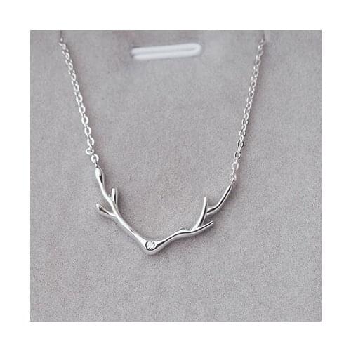 REETI 925 Sterling Silver antler Necklaces Pendant Fashion Sterling Silver Jewelry Statement for Women Bijoux