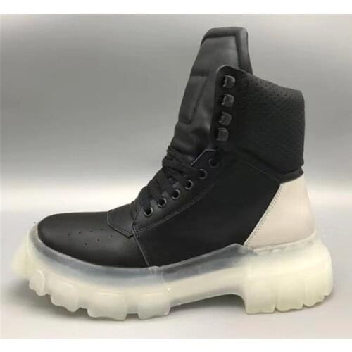 Transparent Bottom Winter Boots Fashion Mens Leather Boots Super Quality Black Boots Men 22#21/10d50