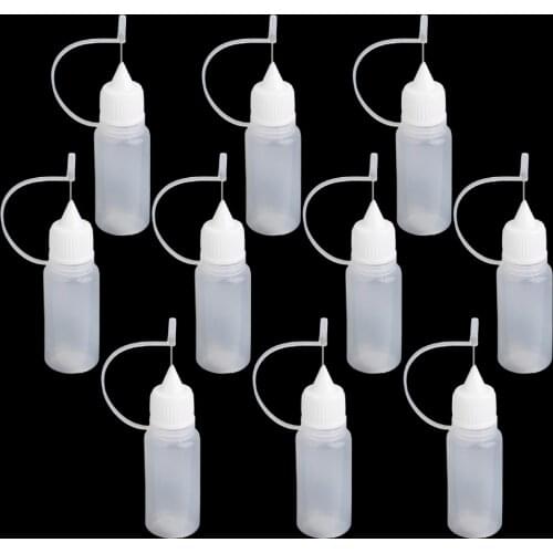 10pcs Needle Tip Cap Empty Squeezable Solvents Dropper Bottles Liquid Filling