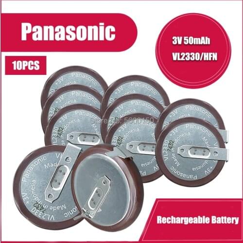 10PCS Panasonic Lithium Button Coin Cell Batteries Rechargeable Battery VL2330 with 180 Degrees for Land Rover Remote K
