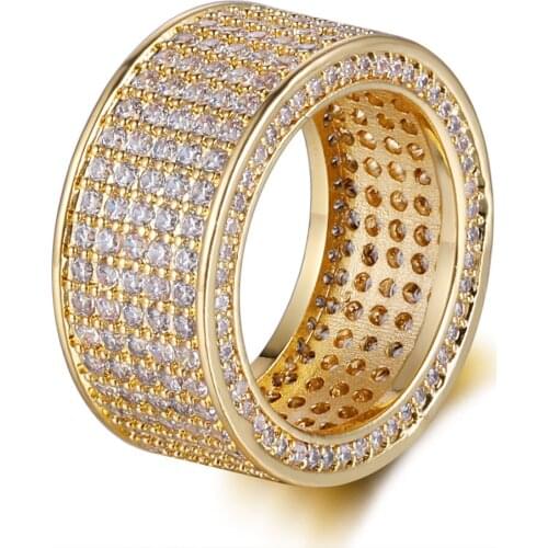 2 Colors Round Iced Out Hip Hop Jewelry Rings Dropshipping Men Women 100% Micro Pave Zircon Ring Wholesale Rapper Jewellery
