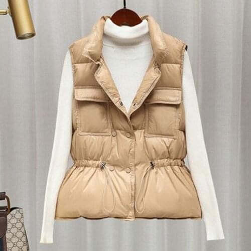 2021 New Ultra Light Down Vest Women Short Vest Windproof Lightweight Warm Waistcoat Female White Duck Down Down Coat Sleeveless