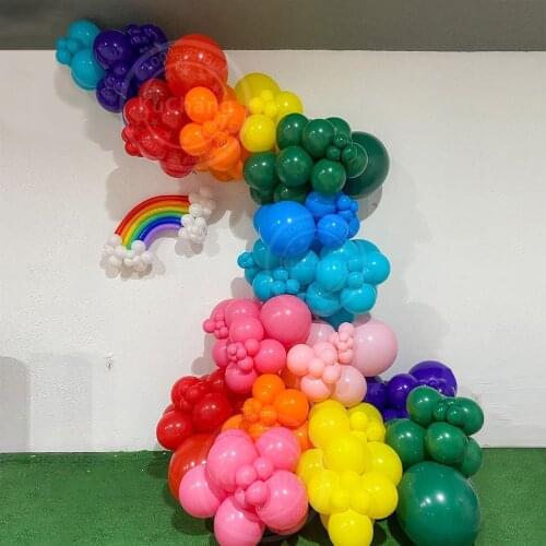 205Pcs Rainbow Color Latex Balloon Garland Kit Birthday Wedding Bridal Holiday Party Background Balloon Decor Supplies Global