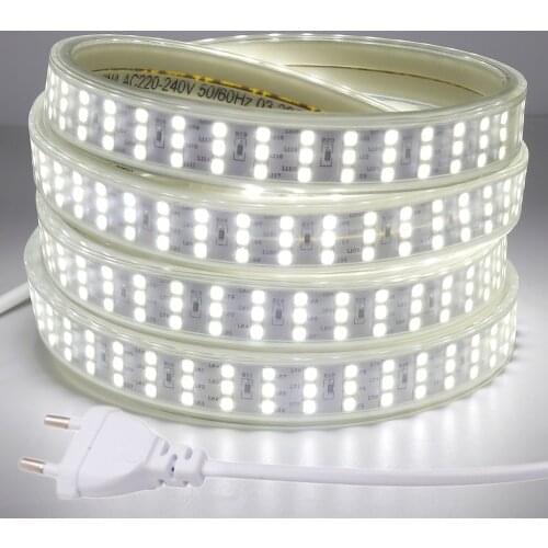 276Leds/M 2835 LED Strip Light 220V AC Outdoor Waterproof Led Tape EU UK Flexible Led Lights Strip Home Decor White/Warm White