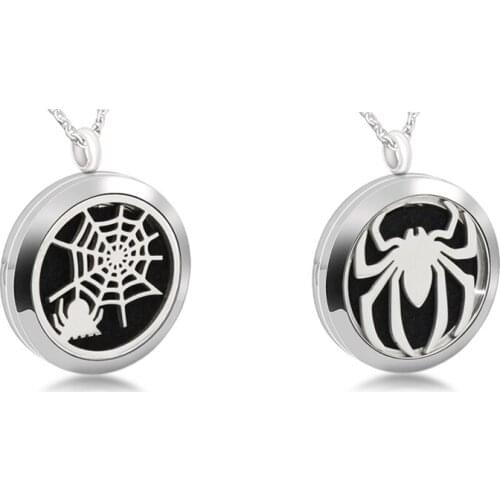 5pcs Aromatherapy Essential Oil Locket Stainless Steel Necklace Jewelry Charm Spider Perfume Diffuser Pendant Locket