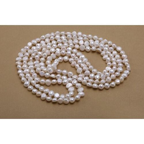 50'' 65'' 80'' 127cm 200cm Women Jewelry 6mm white flat freshwater pearl necklace AAA natural pearl top quality