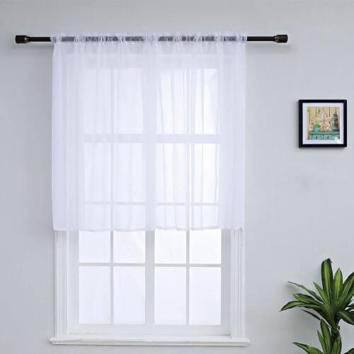 White Solid Color Window Screening Sheer Tulle for Living Room Kitchen Coffee Bar Fabrics Organza Sheer Panel