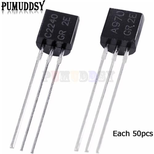 100PCS 2SA970 2SC2240 TO92 (50PCS* A970 +50PCS* C2240 ) TO-92 Bipolar Transistors - BJT NPN New And Original