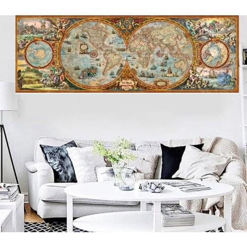 Large Diy Diamond Painting world map Diamond Embroidery sales 5D Full resin Square round Mosaic Picture home decor