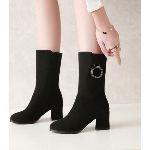 Martin Scrub Boots New Thick With Heel Plus Velvet Cotton Shoes Womens Autumn And Winter Womens Booties