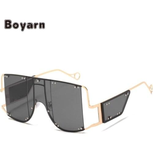 Boyarn Big Frame Gradient Shades Oversized Sunglasses Square Designer Vintage Women Fashion Sun Glasses Party Fashion Glasses
