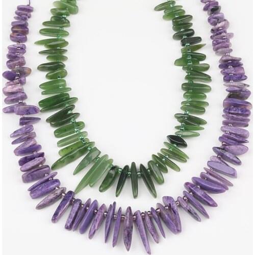 15.5 inches/strand Natural Green Jades Purple Charoite Stone Graduated Point Loose Beads For DIY Jewelry Making XT-16JBDCJ