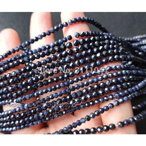 AA loose beads dark blue sapphire round faceted 3mm 40cm for DIY jewelry making FPPJ wholesale beads nature