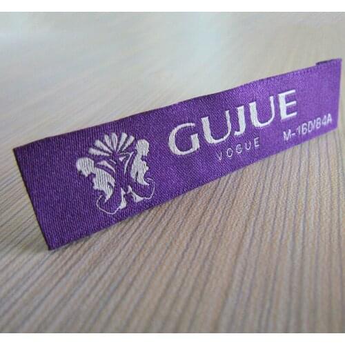 Damask woven labels free end folded craft clothing tag, customized cloth label, garment accessories