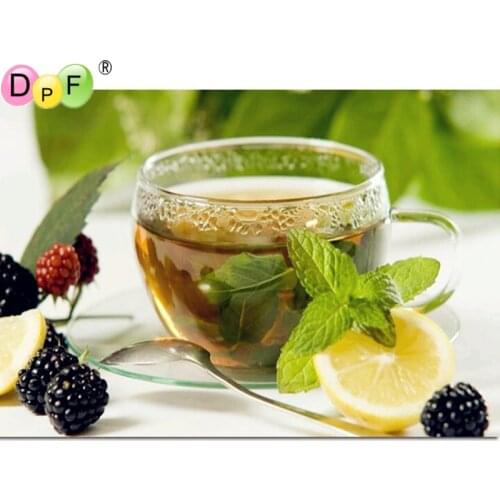 DPF NEW Arrival Diamond Mosaic Diy Diamond Embroidery Coffee cup 3d paste full cross stitch kit Diamond painting fruit crafts