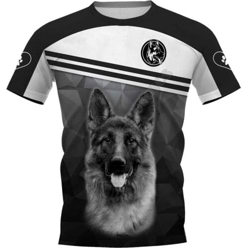 German shepherd 3D Printed t shirts women for men Summer Casual Tees Short Sleeve T-shirts Funny Animals Short Sleeve 02