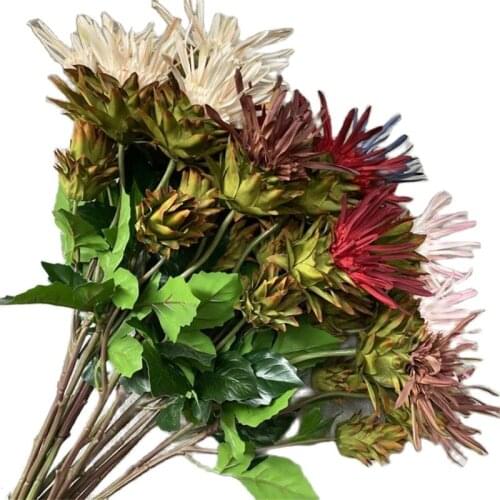 5Pcs Fake Single Stem Poseidon Flower (2 Stems/Piece) 26.37" Length Simulation Chrysanthemum for Wedding Artificial Flowers