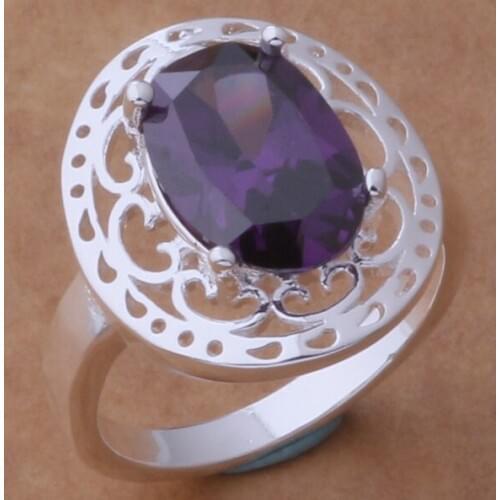 925 Sterling Silver Ring Fashion Jewerly Ring Women&Men plate inlaid purple stone /egiamxpa fweaonla AR411