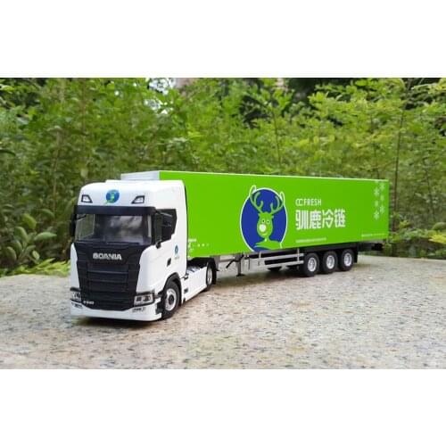 Collectible Alloy Model Gift 1:43 Scale Scania S500 Refrigerator Delivery Container Truck Tractor Diecast Toy Model Decoration