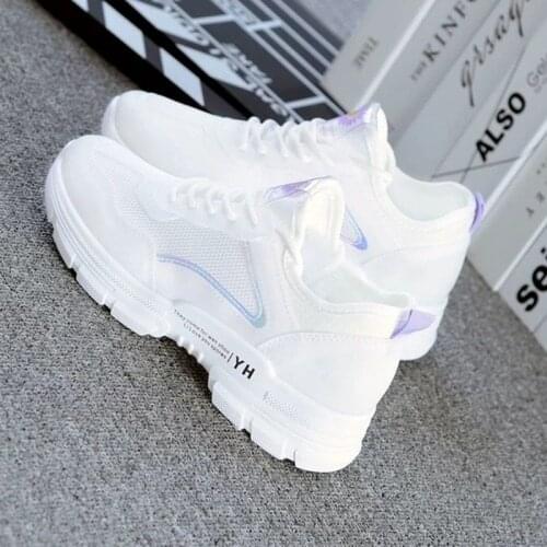 2021 New Spring Women Shoes Fashion Breathable Mesh Casual Shoes Woman Solid Color Lightweight Platform Sneakers Tenis Feminino