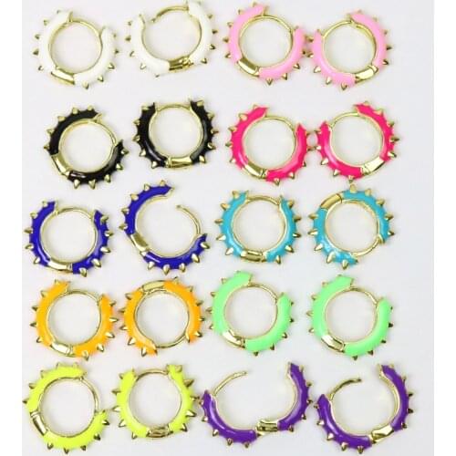 10 Pairs Enamel Hoop earrings Punk round Enamel colorful earrings Fashion Hoop earrings jewelry Round earrings for women 51503