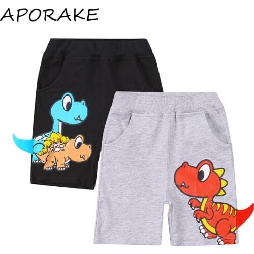 2021 1-7Y Summer Infant Baby Boys Shorts Toddler Cartoon Dinosuar Print Pocket Bottoms Pants Cotton Clothes