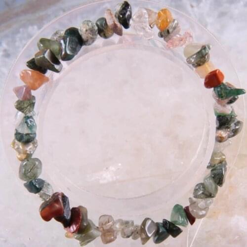 Fashion Jewelry Gift Bangle For Women Natural Green Indian Onyx Stone Chip Beads Cord Stretch Bracelet 8" 1Pcs H1410