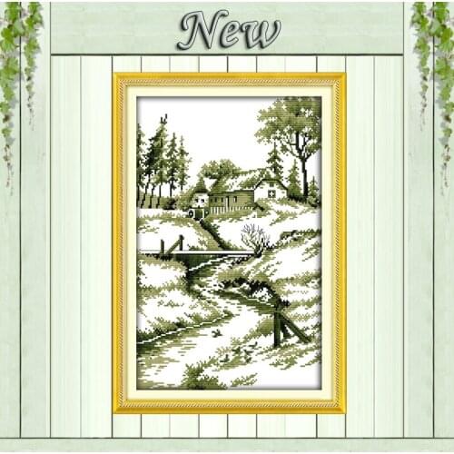 Nostalgic landscape cabin wild Scenery,Counted printed on canvas DMC 14CT 11CT DIY Cross Stitch Needlework kits Embroidery Sets