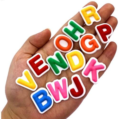 Wholesale 50PCS New Design Cartoon Letter Icon Shoes Charms Alphabet Croc Jibz Decoration Accessories For Kids Party Gifts