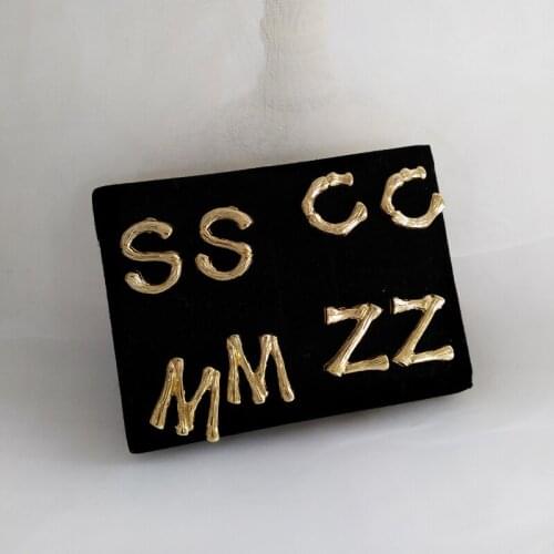 Wholesale S925 Silvery Pin Vintage Metal Element Earrings Simple Lettered Non-Mainstream Design Ear Stud Female Wholesale