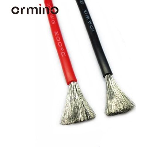 ORC 1meter Silicon Wire Black Red 10AWG 12AWG 14AWG 16AWG Heatproof Soft Silicone Silica Gel Wire Cable Quadcopter Plug cable