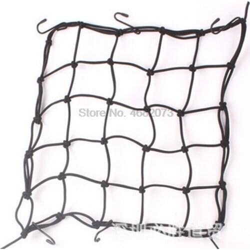 By DHL 50pcs Motorcycle Bike 6 Hooks Hold Down Fuel Tank Luggage Net Mesh Web Bungee Black Helmet Mesh Hot Sale