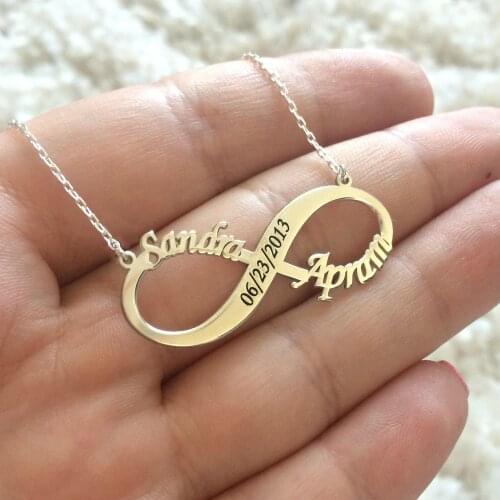 Personalized Double Name Engraved Date Numerals Cat Dog Paw Leaf Heart Infinity Pendant Necklaces Stainless Steel Custom Jewelry