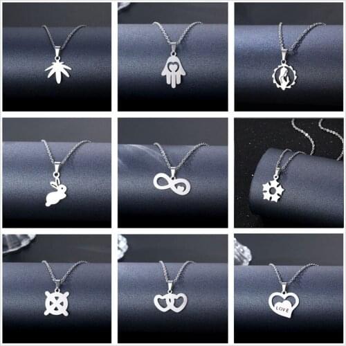 New Stainless Steel Pendant Necklaces for Women Punk Nonrust Clavicle Necklace Colar Chains Jewelry Christmas Valentine Gift