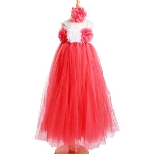 Handmade Tulle Flower Girls Vintage Pageant Dance Birthday Princess Tutu Dress Lace Flower Children Tutu Dress TS100